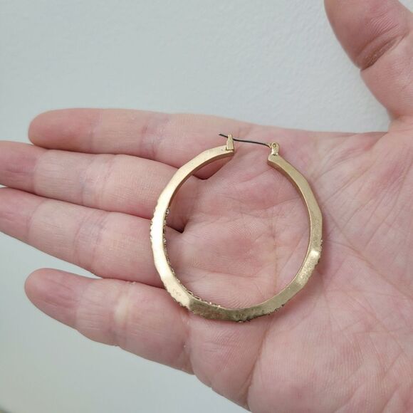 Brand New Kenneth Cole Gold Rhinestone Hoop Earrings - Picture 6 of 7